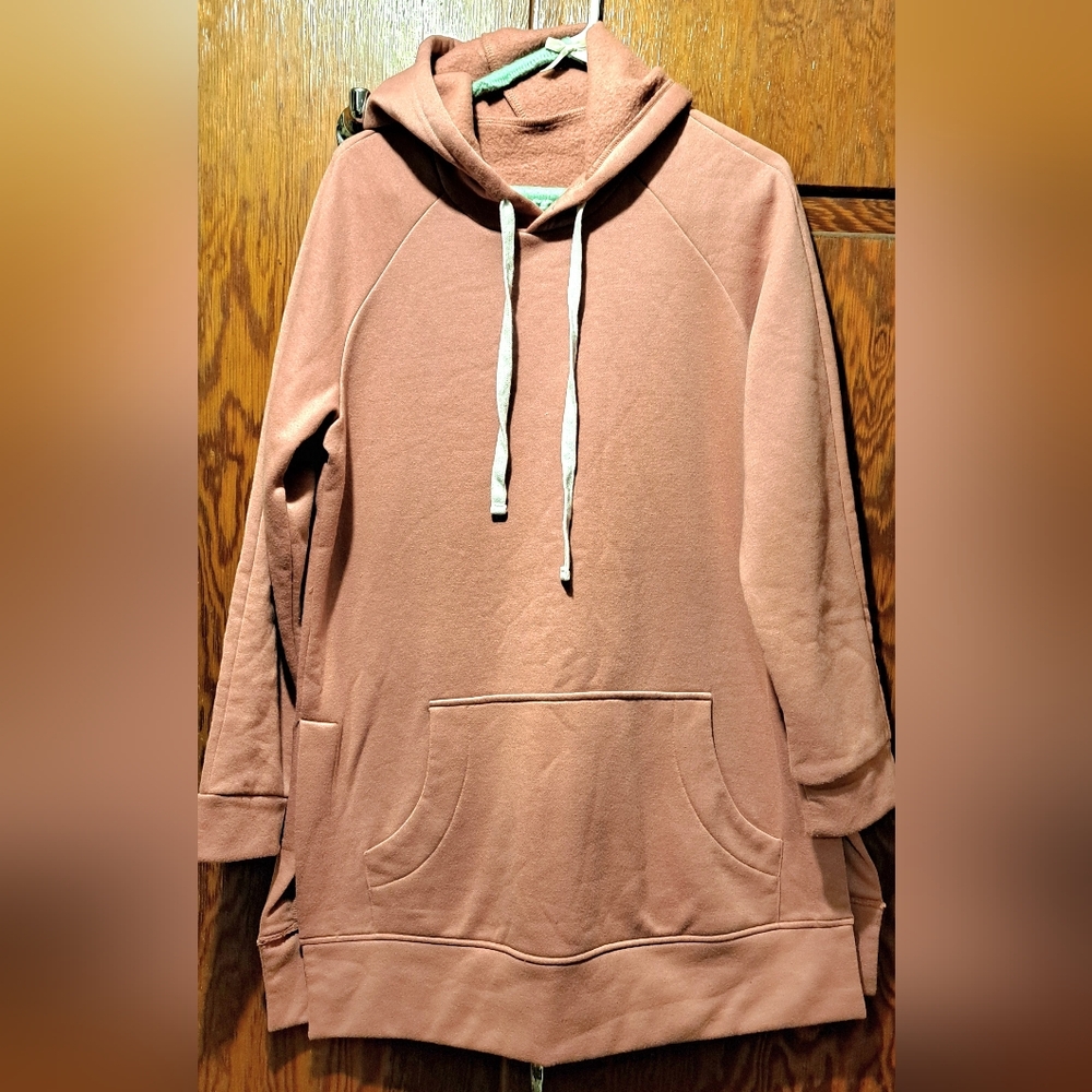Warm & Cozy Pink Oversized Hoodie Dress with Front Pocket